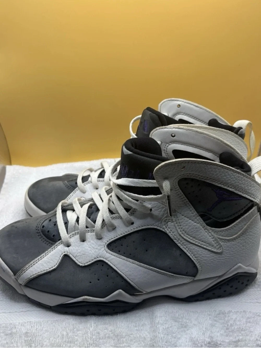 Air Jordan 7 Retro Flint 2021 Mens 8.5 White Grey Basketball Sneakers CU9307-100